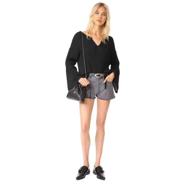 Free People x We The Free Blue Waffle Knit Bell Sleeve Relaxed Fit Top - Picture 14 of 16